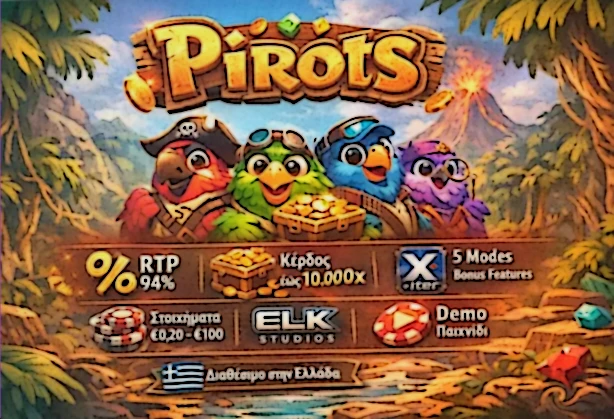 Κοινά τεχνικά χαρακτηριστικά όλων των παιχνιδιών Pirots όπως RTP 94% και μέγιστο κέρδος 10000x