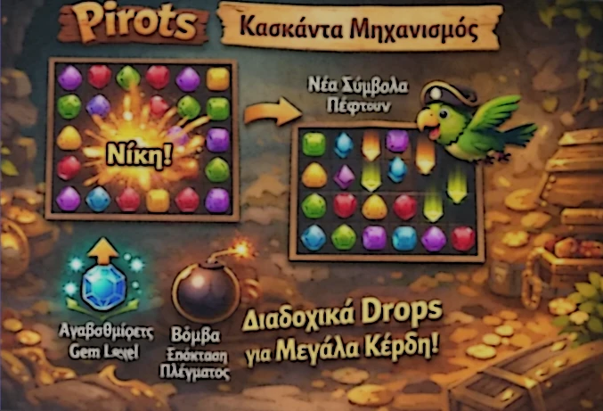 Αλυσιδωτά drops στο Pirots μετά από επέκταση πλέγματος και νέα πτώση συμβόλων