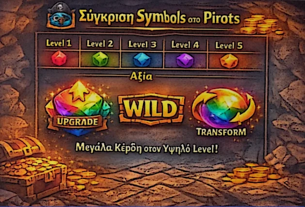 Πίνακας φάσεων ενεργοποίησης των feature symbols του Pirots σε base game και bonus