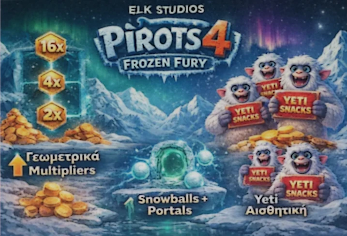 Σχεδιαστικές επιλογές στο Pirots 4 Frozen Fury με συνδυασμό Space Station, Snowballs και Coin Game λογικής