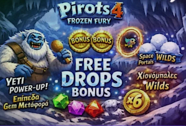 Free Drops στο Pirots 4 Frozen Fury με ενεργά Snowballs, Portals και Yeti εντός bonus