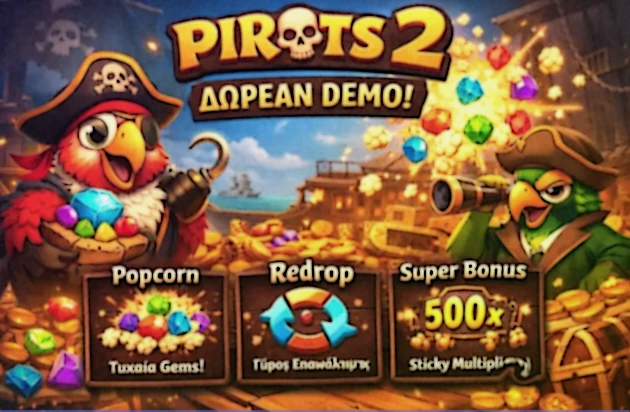 Δωρεάν έκδοση Pirots 2 demo με CollectR πλέγμα 6x6, virtual credits και πρόσβαση σε αδειοδοτημένους φορείς ΕΕΕΠ