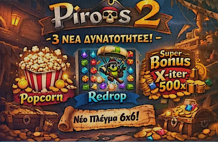 Βασικά τεχνικά χαρακτηριστικά του Pirots 2 με πλέγμα 6x6, RTP 94 τοις εκατό και διαθέσιμες λειτουργίες bonus