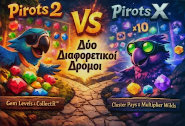 Σύγκριση του Pirots 2 με το Pirots X και τη διαφορά ανάμεσα στον CollectR πυρήνα και το cluster pays μοντέλο