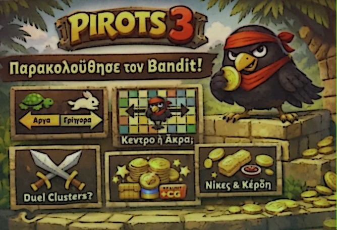 Μοτίβα κίνησης του Bandit στο Pirots 3 demo και πιθανά σενάρια Duel σε διαφορετικά gem levels